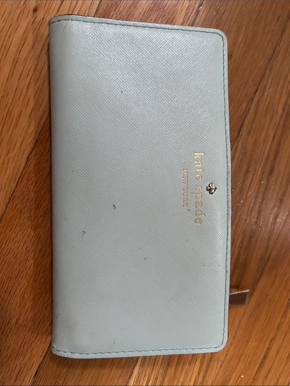 kate spade pale mint Saffiano leather continental wallet